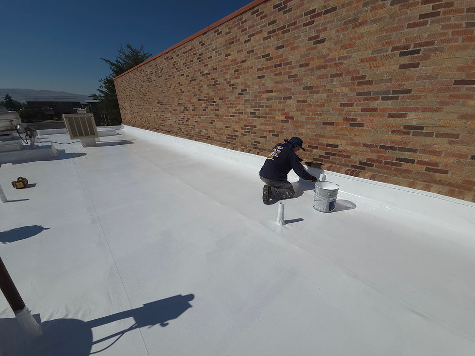 Brick Building Coating, During by First Rate Roofing Services