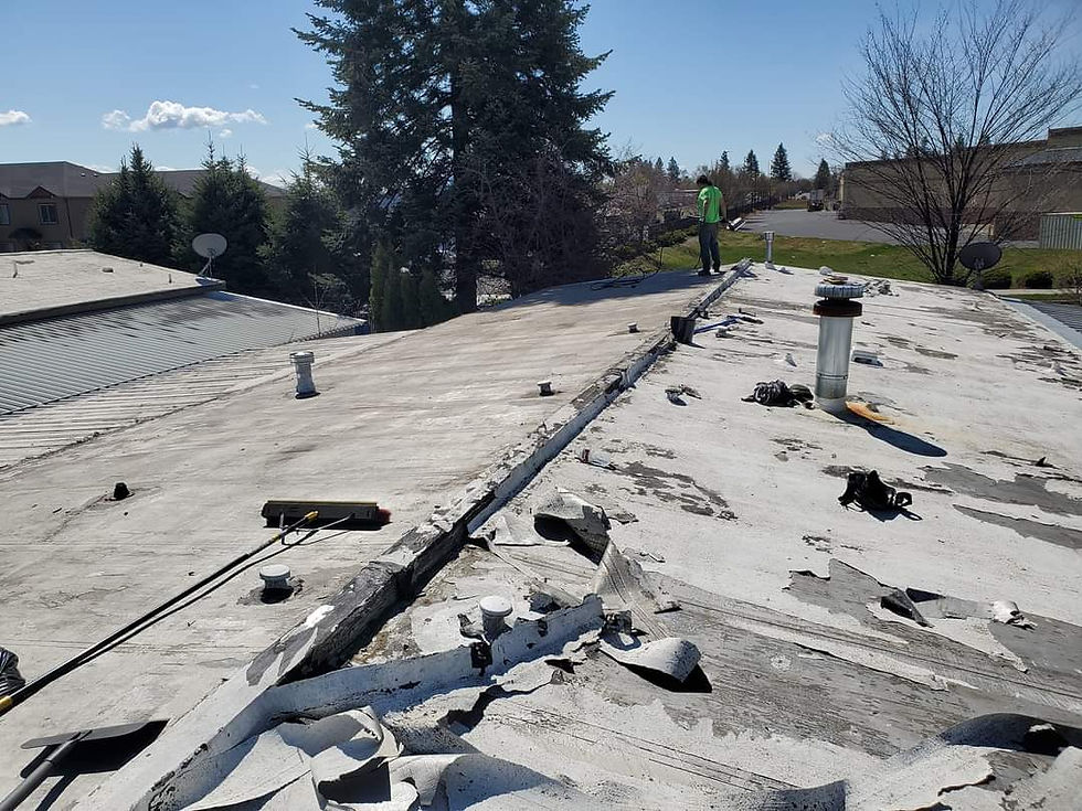Flat Roof Coating, Before by First Rate Roofing Services