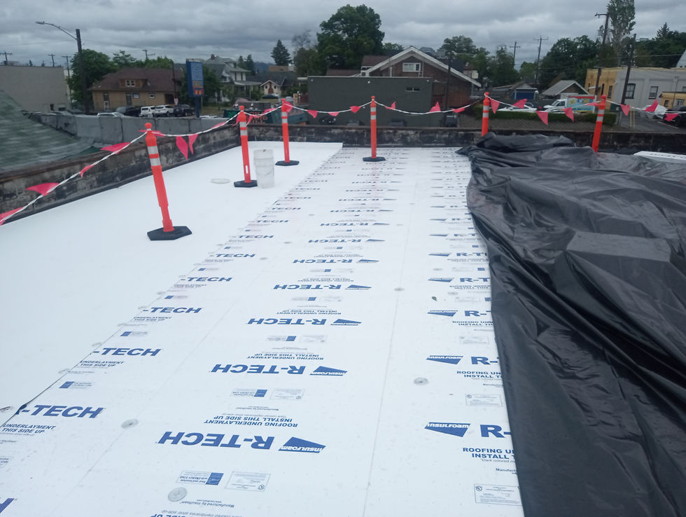 Commercial Reroof, During by First Rate Roofing Services