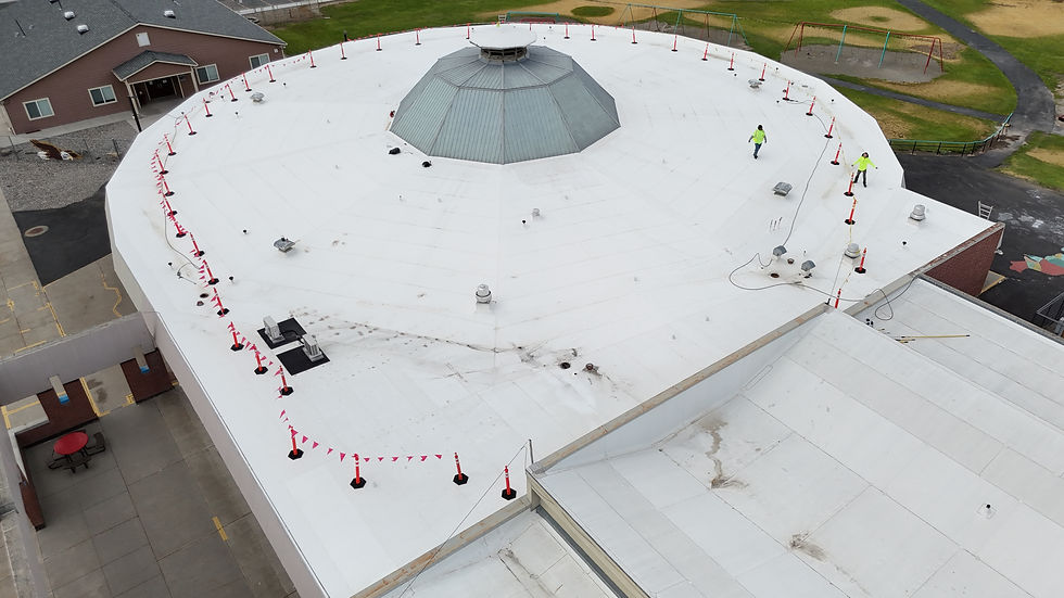 Omak Roof Coating, After (Drone) by First Rate Roofing Services