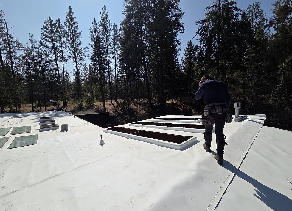 TPO Roof and Skylights, During by First Rate Roofing Services