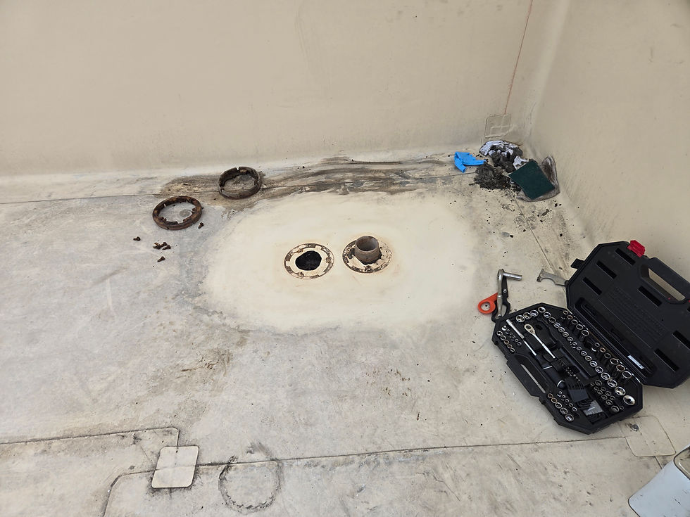 Roof Drain Repair, Before by First Rate Roofing Services