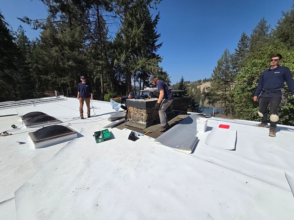 Commercial Crew at Work by First Rate Roofing Services