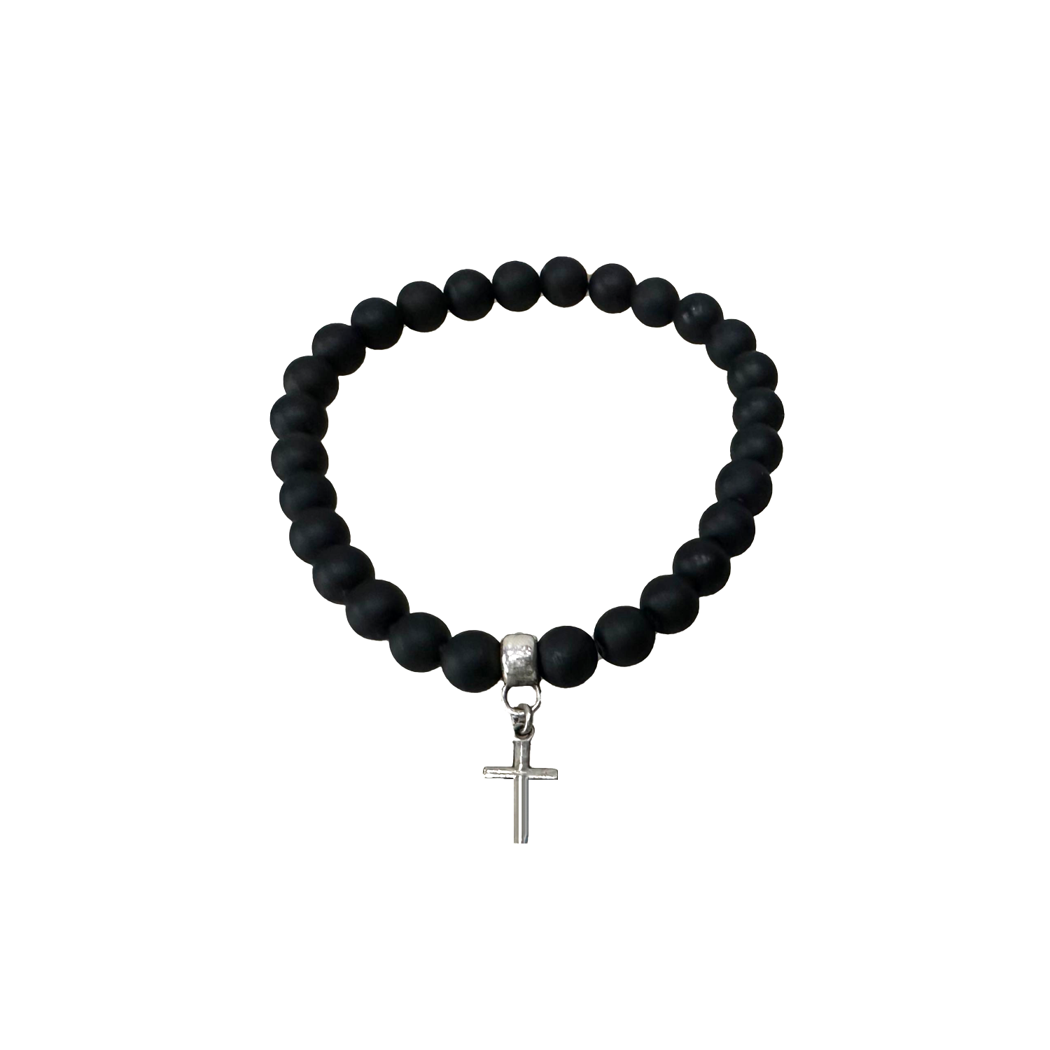 Cross Onyx Bead Bracelet