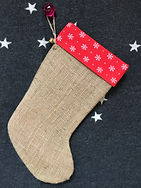 Christmas stockings, gift stockings in hessin or burlap