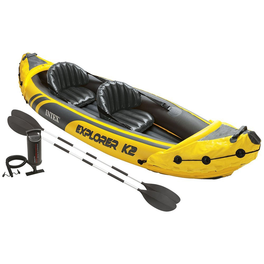 Intex Explorer K2 Kayak - 2-Person Inflatable Kayak Set with Aluminum Oars and H