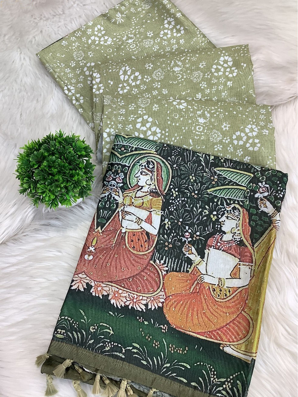 Thumbnail: GREEN FANCY RASEELA SILK SAREE