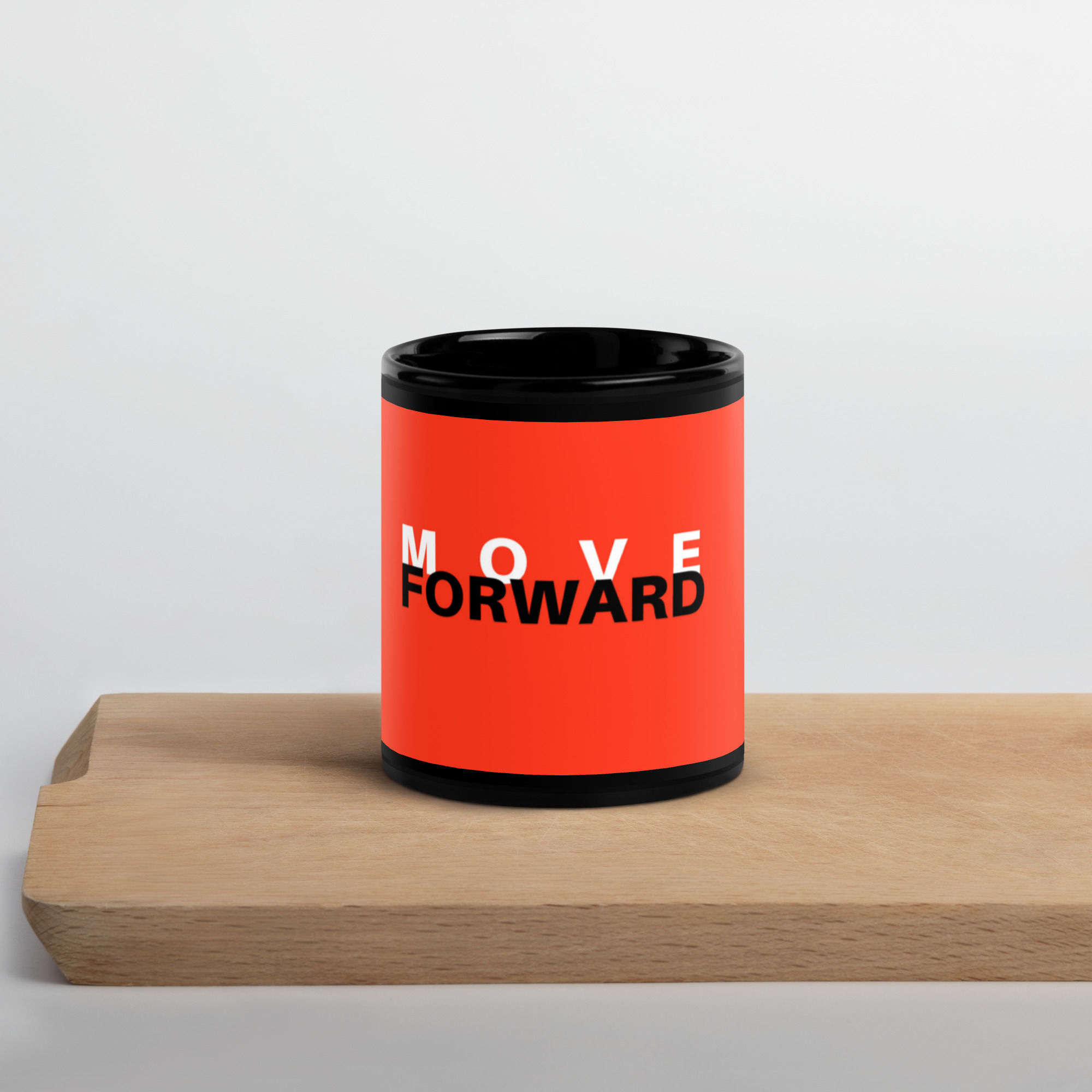 MOVE FORWARD Black Glossy Mug