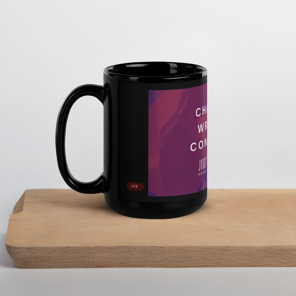 Thumbnail: FIGHT INJUSTICE Black Glossy Mug