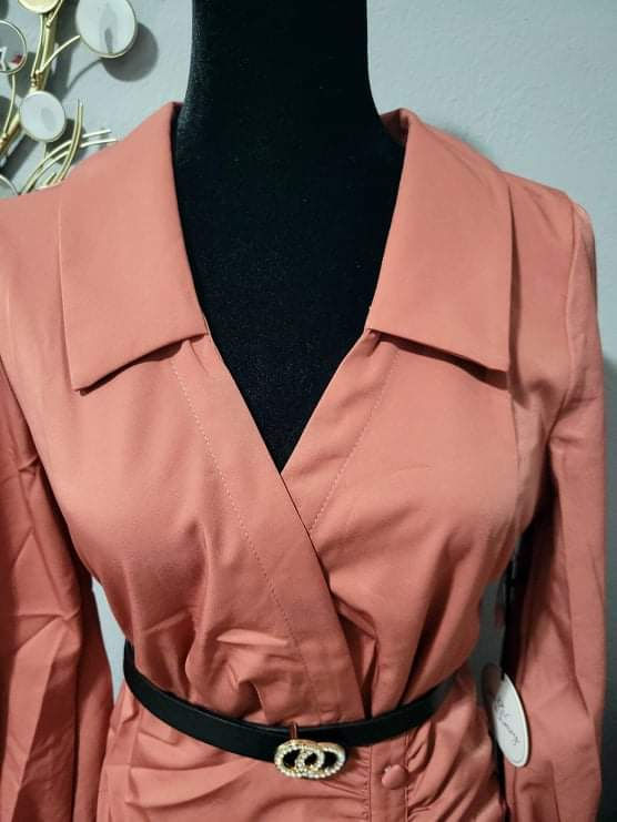 Thumbnail: Nina Button Down Long Sleeve Ruched Dress