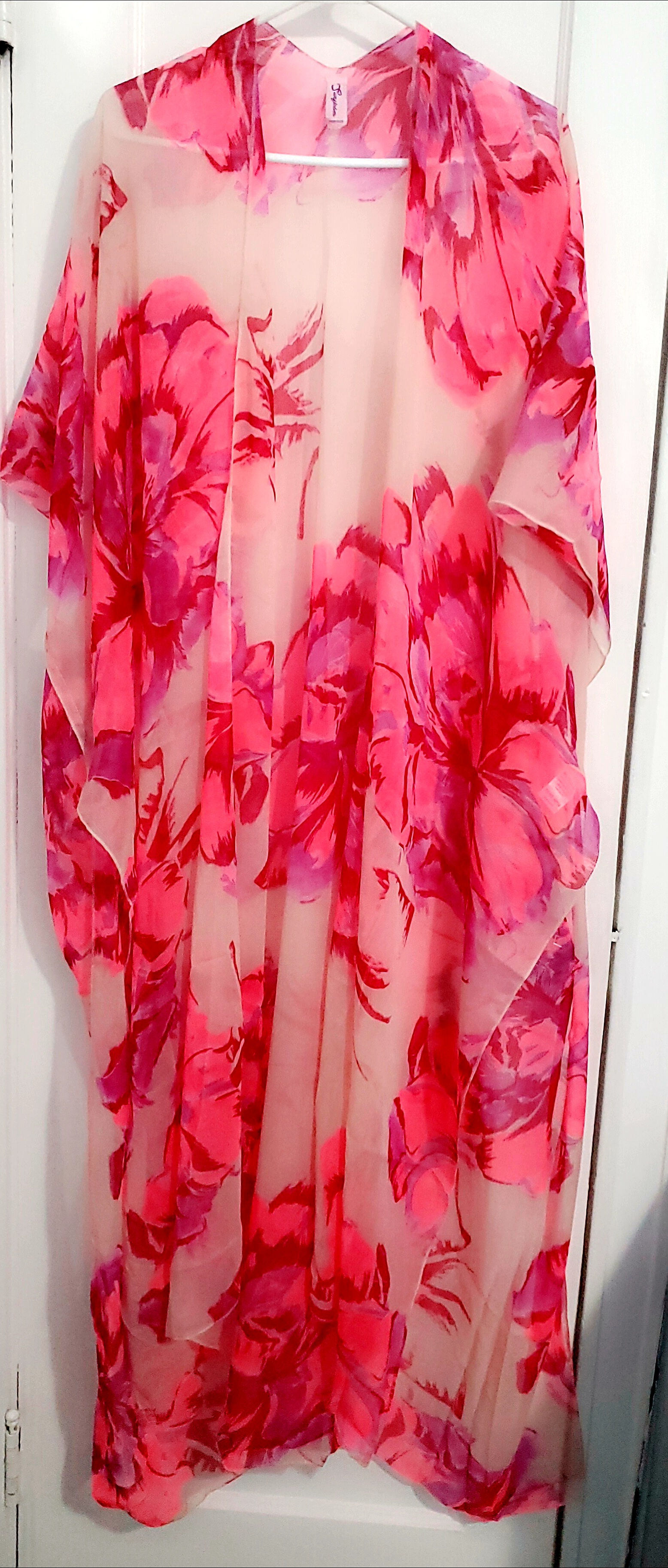 Floral Print Long Flowing Bathing Suit Cover 