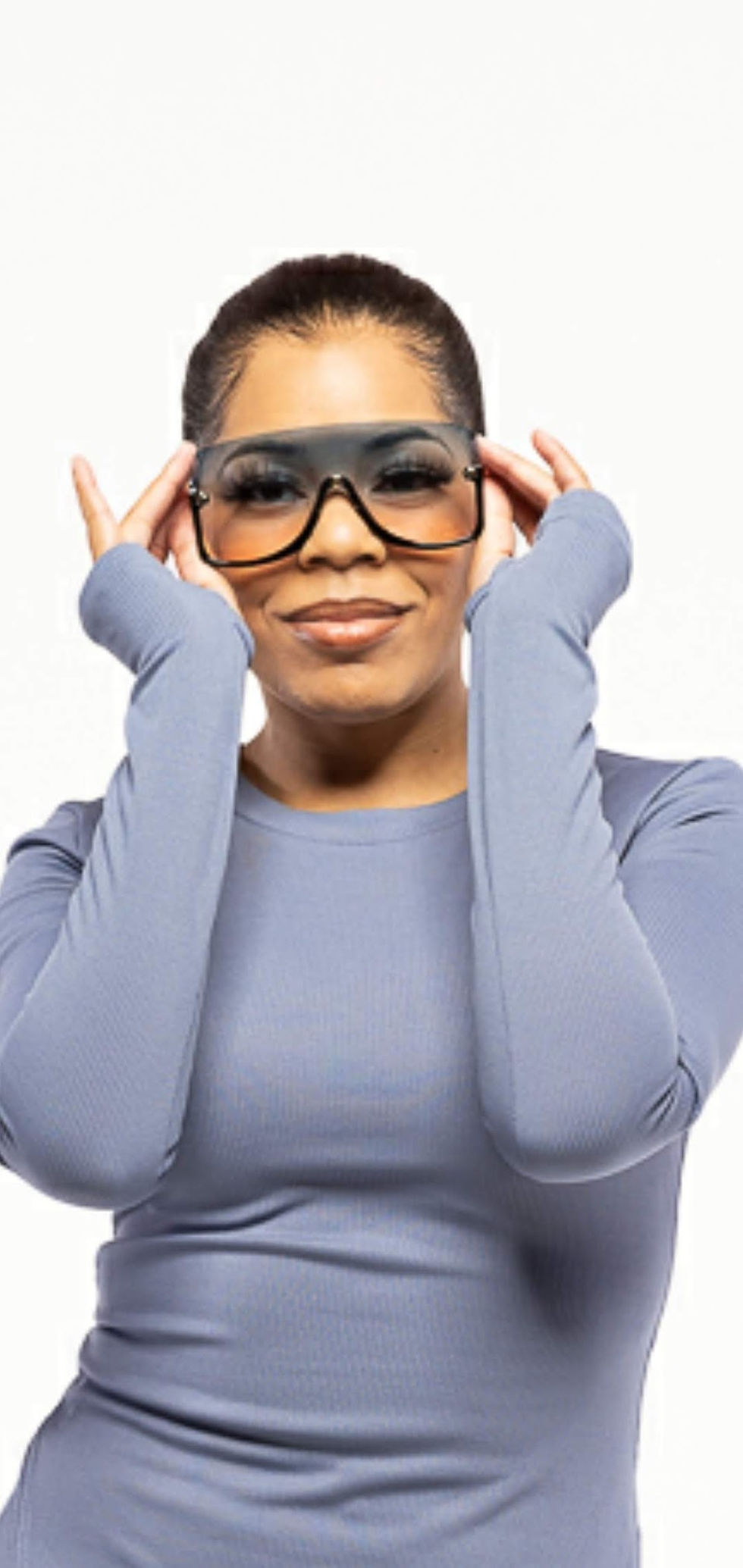 Thumbnail: Oversize Semi Rimless Trim Mono Lens Eyeglasses 