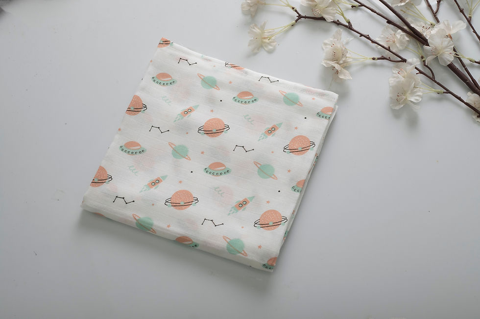 Space Print on White Fabric