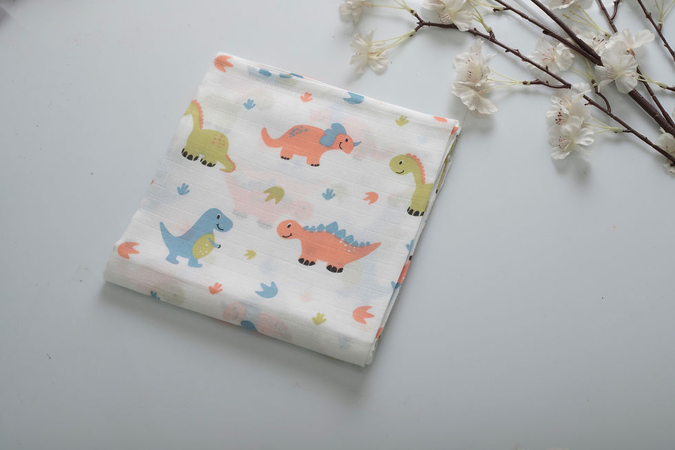 Dino Print on White Fabric