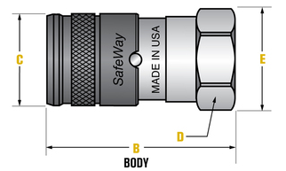 Thumbnail: SF49 Female Body Half (Socket) (Stainless)