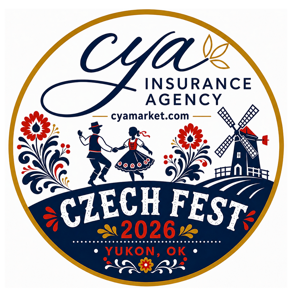 CYA Insurance Agency badge for the 2026 Oklahoma Czech Festival in Yukon, OK