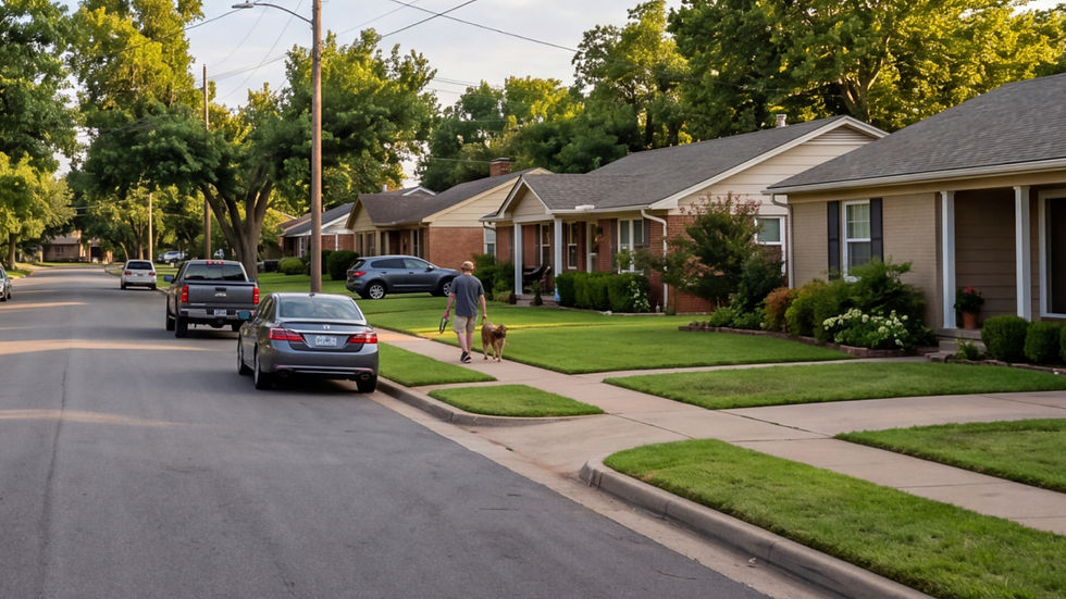 Quiet tree-lined residential street in Bethany, Oklahoma — CYA Insurance Agency, your local Medicare, health, and life insurance broker