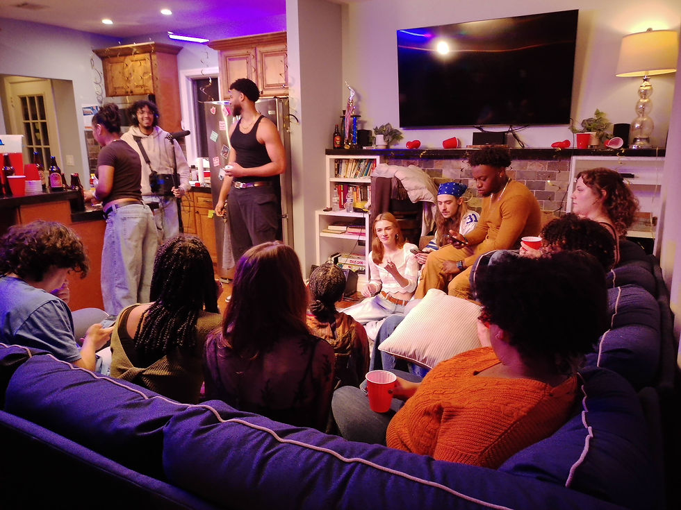 Cast of Culture Shock at property in Ocean Gate, NJ prepping to go in for large group party scene during weekend 2