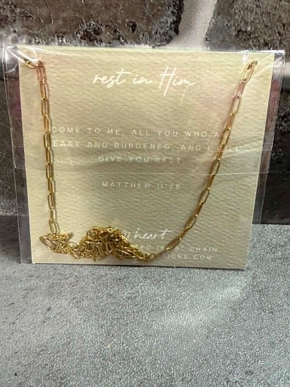 Thumbnail: 'Rest In Him' Mini Tag Necklace by Dear Heart