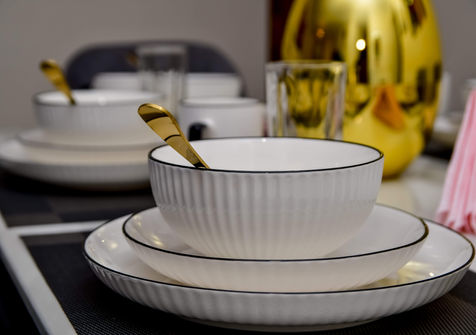 Elegant dining tableware in furnished apartment accommodation