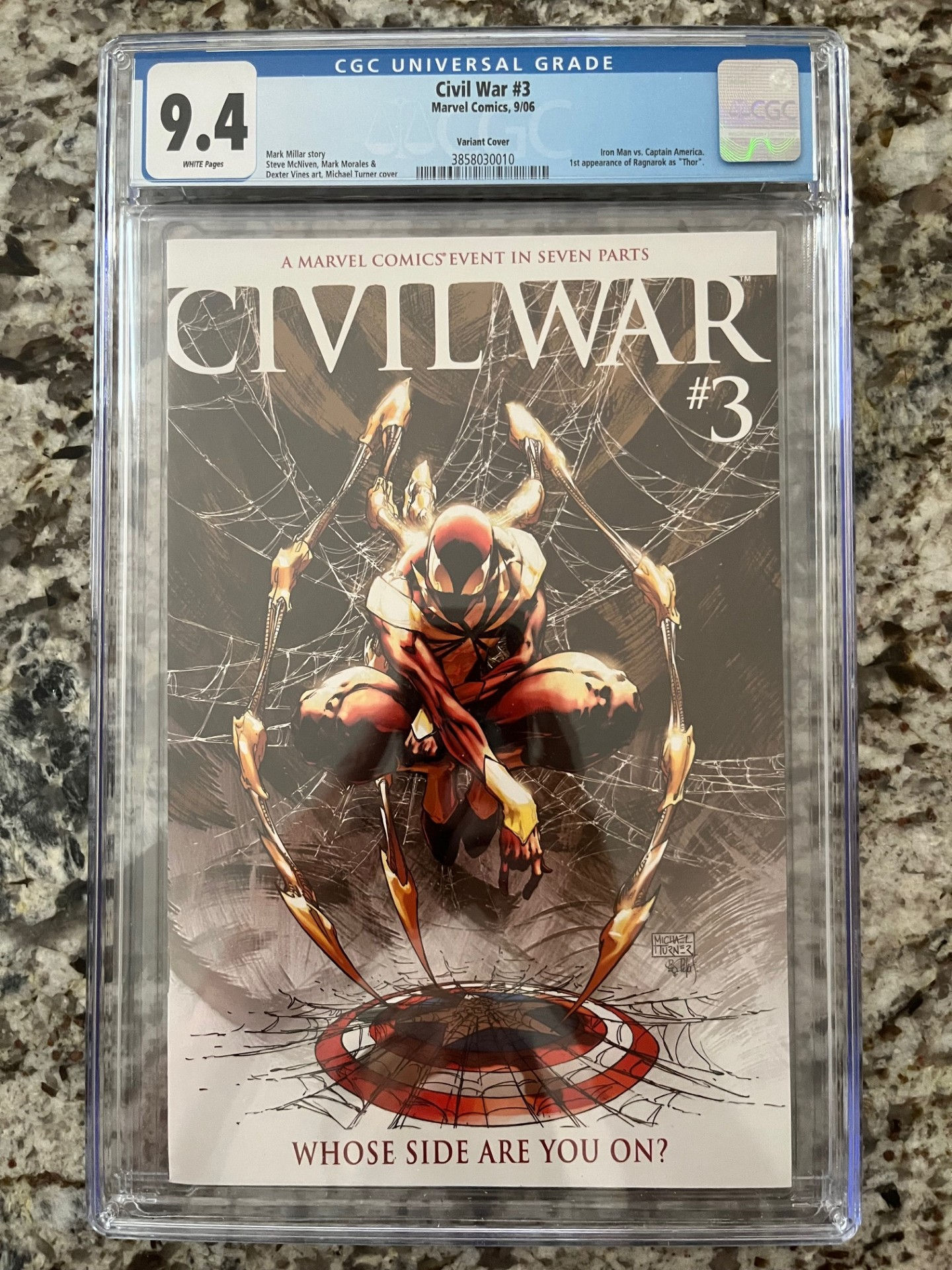 Civil War 3 CGC 9.4 Michael Turner Iron Spider Variant 1:10 Retailer Incentive
