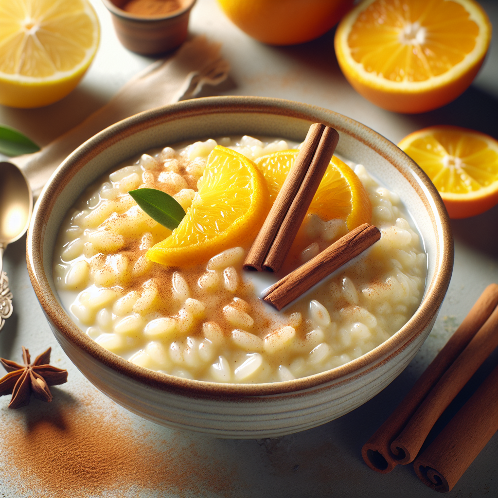 Arroz Doce Cremoso com Canela e Citrinos