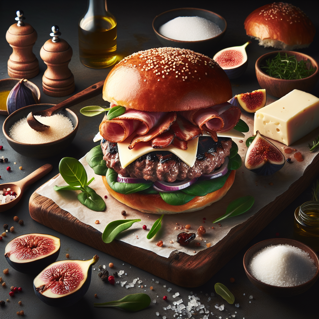 **Sanduíche Gourmet de Hambúrguer com Presunto de Parma e Gorgonzola**
