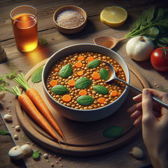 Sopa de Lentilhas com Cenoura e Espinafre