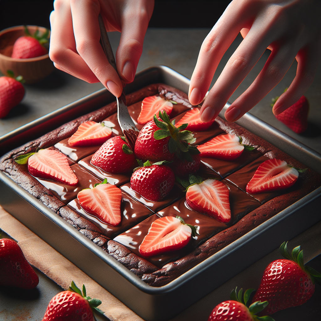 Brownie Low Carb com Chocolate e Morangos