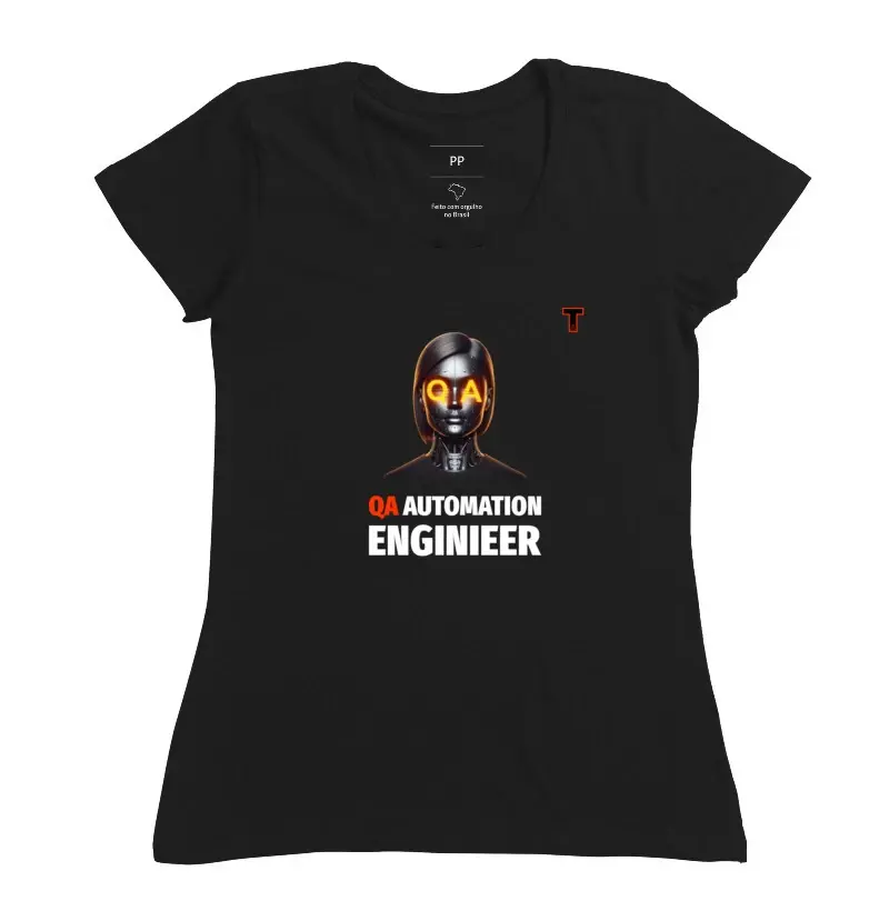 camiseta feminina qa automation engineer