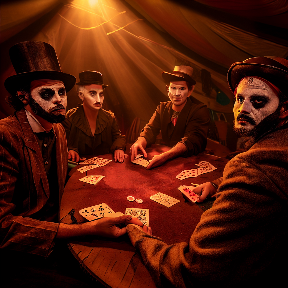 Prompt Um jogo de cartas em um circo de horrores