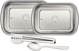 Kit para Assar e Servir Aço Inox com Tampa de Vidro com 4 Peças Tramontina Cosmos Prata