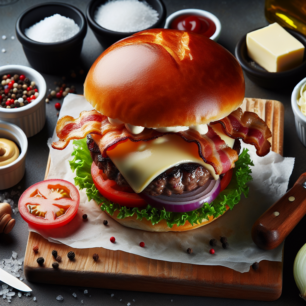 Hambúrguer Gourmet com Queijo Brie e Bacon