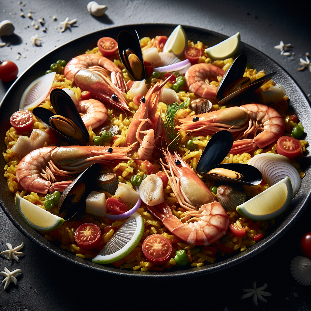 Paella de Frutos do Mar à Moda Mediterrânea