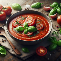 Sopa de Tomate Assado com Manjericão