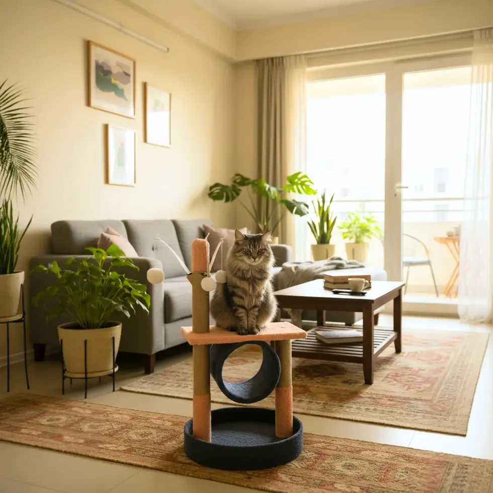 canyon cat tree with tunnel scratch pole toys perch orange for felines kittens cat activity center