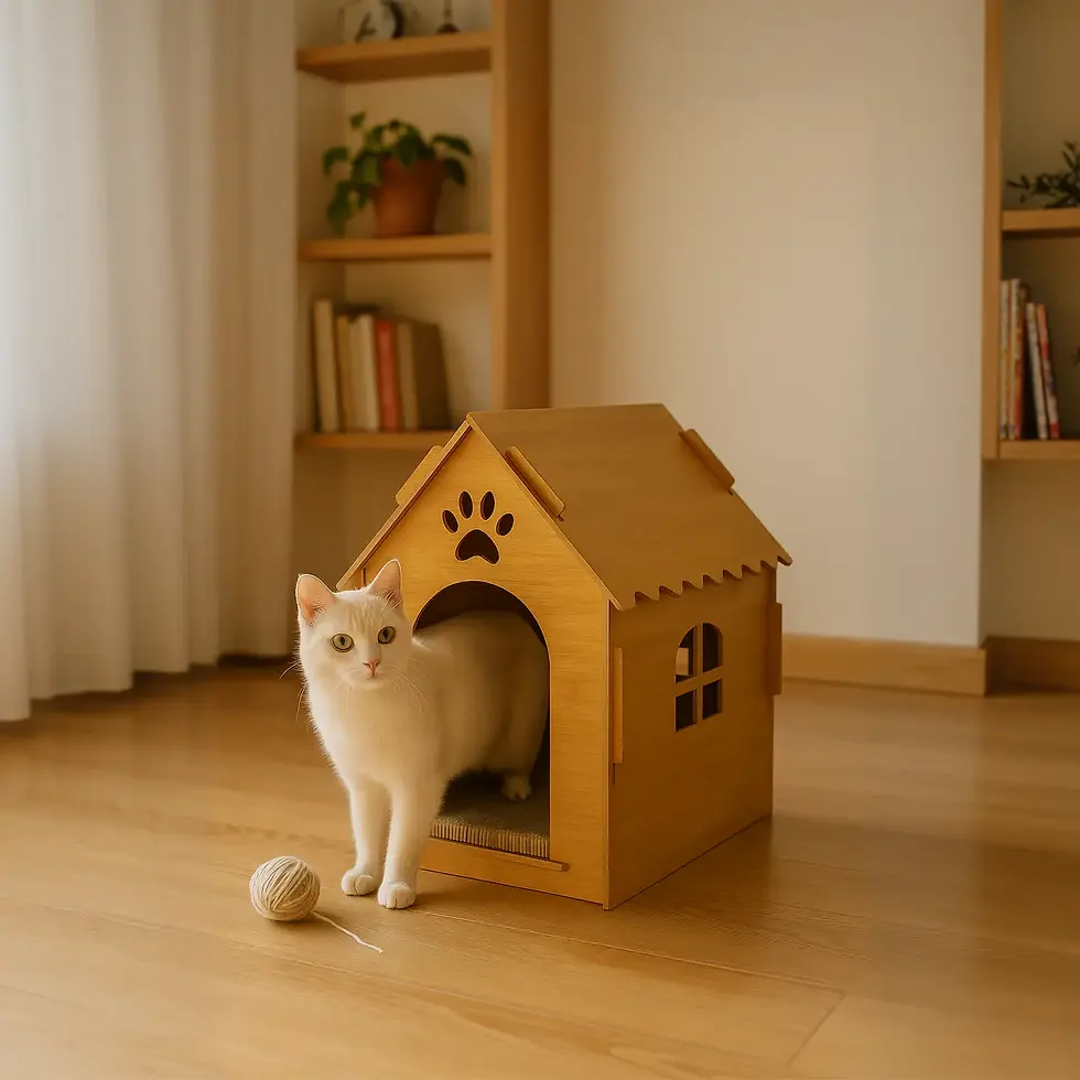 Furryliving casa cat house kitten wooden diy playing lounging