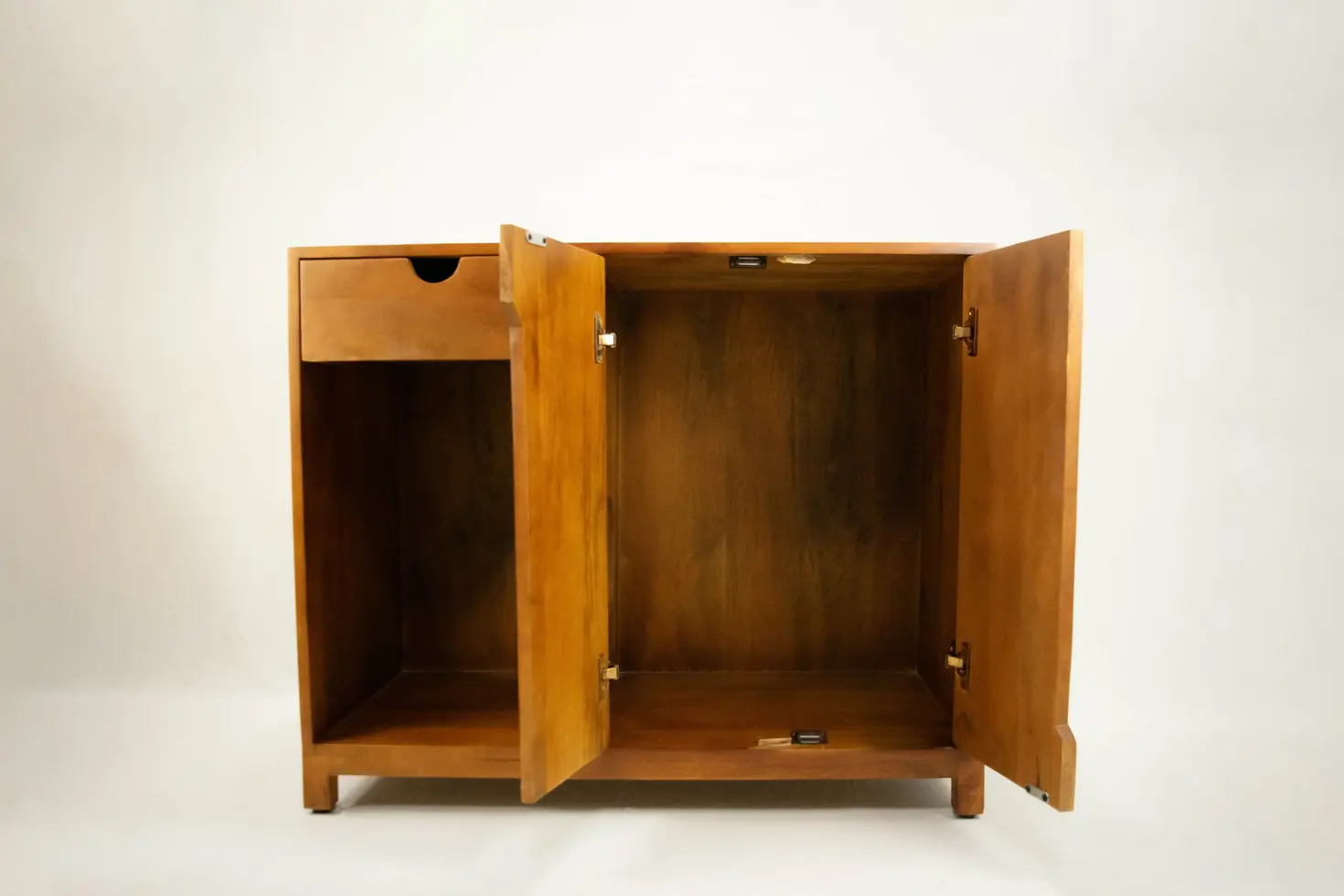 Paco cabinet for cats in honey finish with doors open