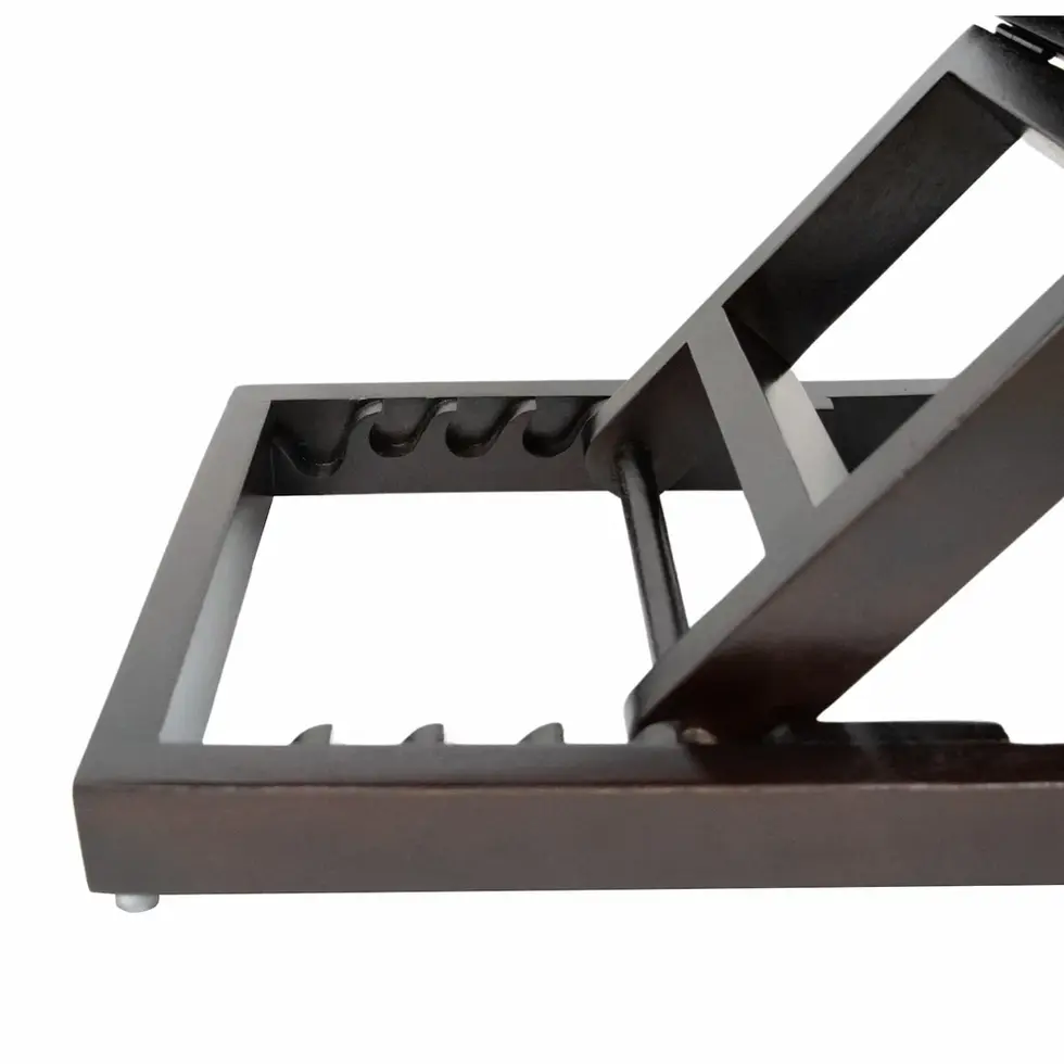 Pet ramp with anti skid fabric in dark brown finish adjustability