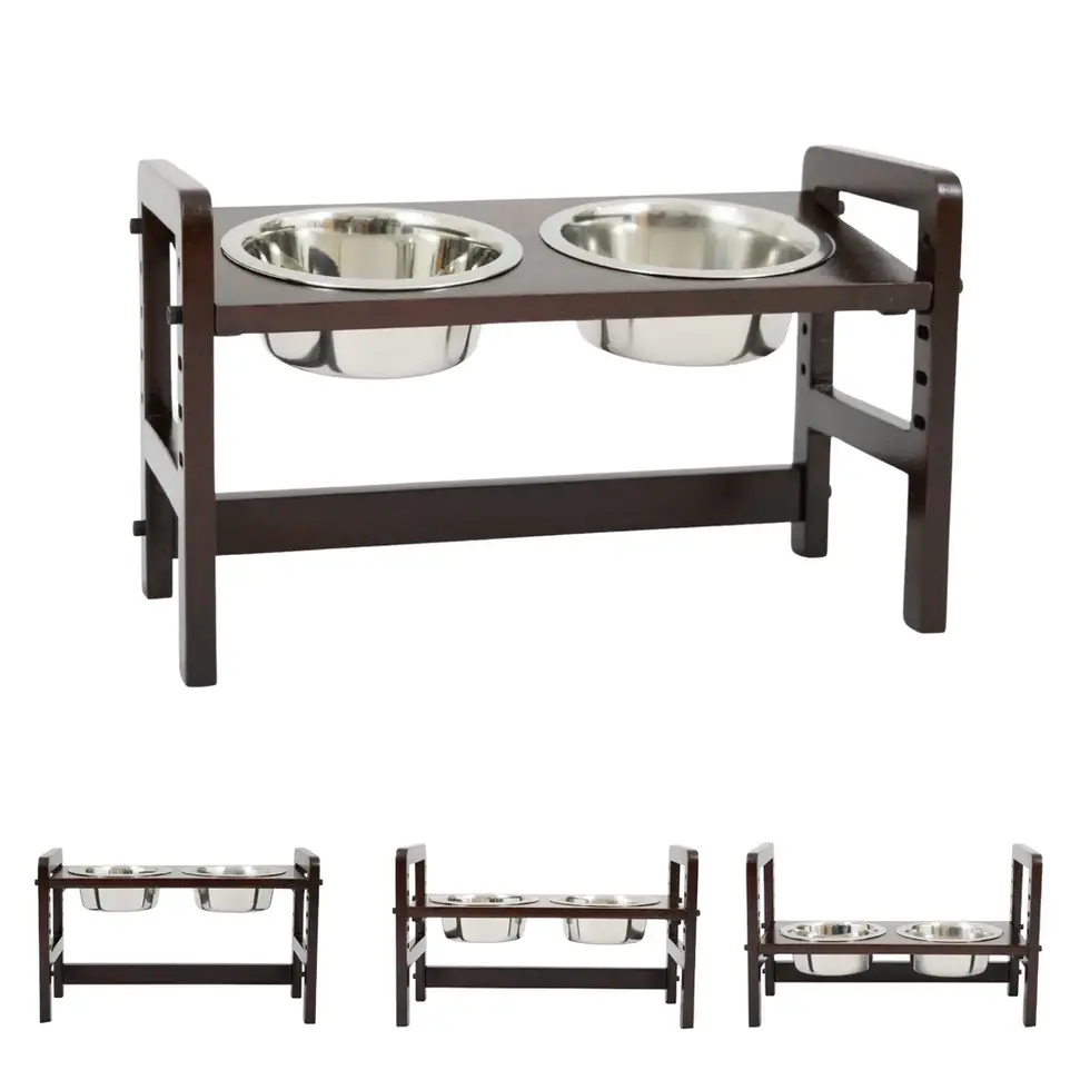 Pet Feeder linea for dogs and cats with bowl adjustable height and angle elevated diners