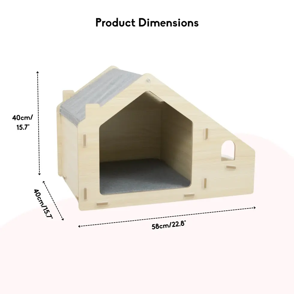 Furryliving Lara cat dog house kitten wooden diy playing lounging feeder elevated diner