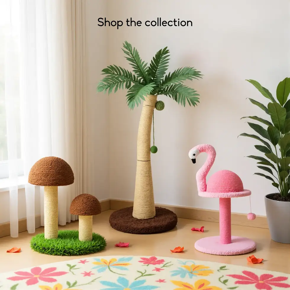 cat scratching pole coconut tree furryliving for kitten cute 3 feet tall
