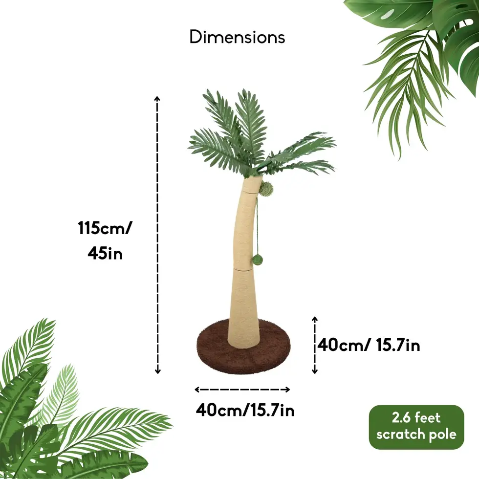 cat scratching pole coconut tree furryliving for kitten cute 3 feet tall