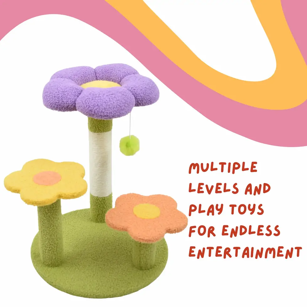 Furryliving cat tree for kittens and felines purple with scratch pole and toys