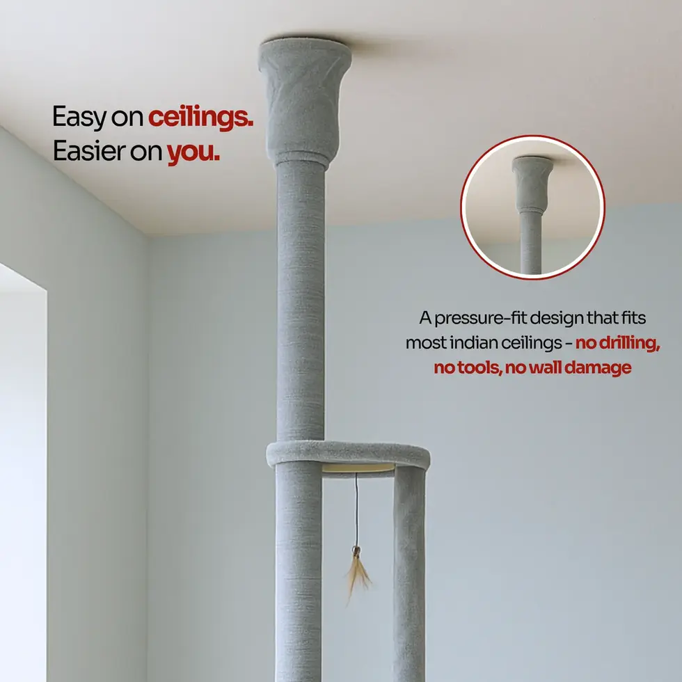 Cat tower KUMO with scratch pad and toys and scratch pole for feline tree