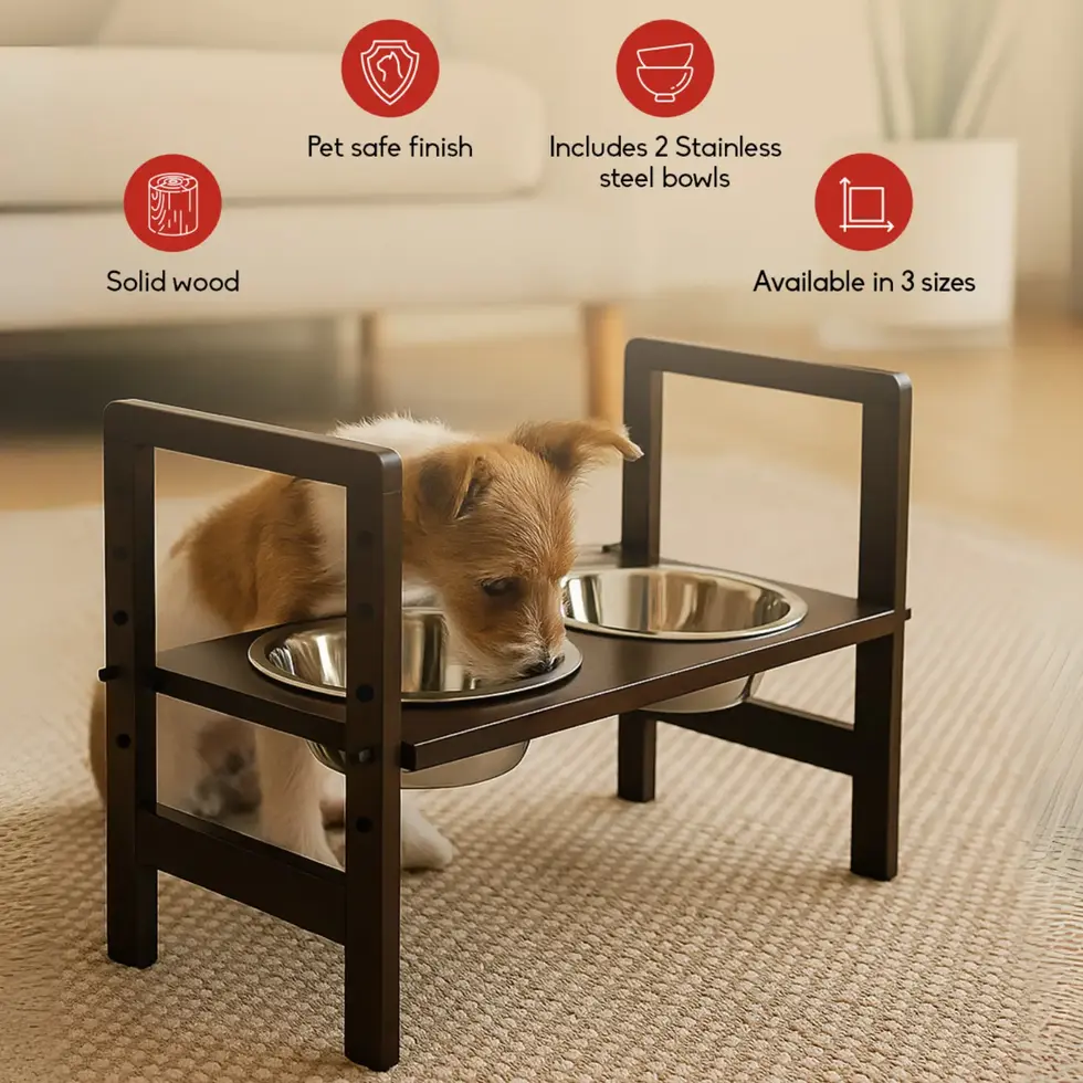 Pet Feeder linea for dogs and cats with bowl adjustable height and angle elevated diners