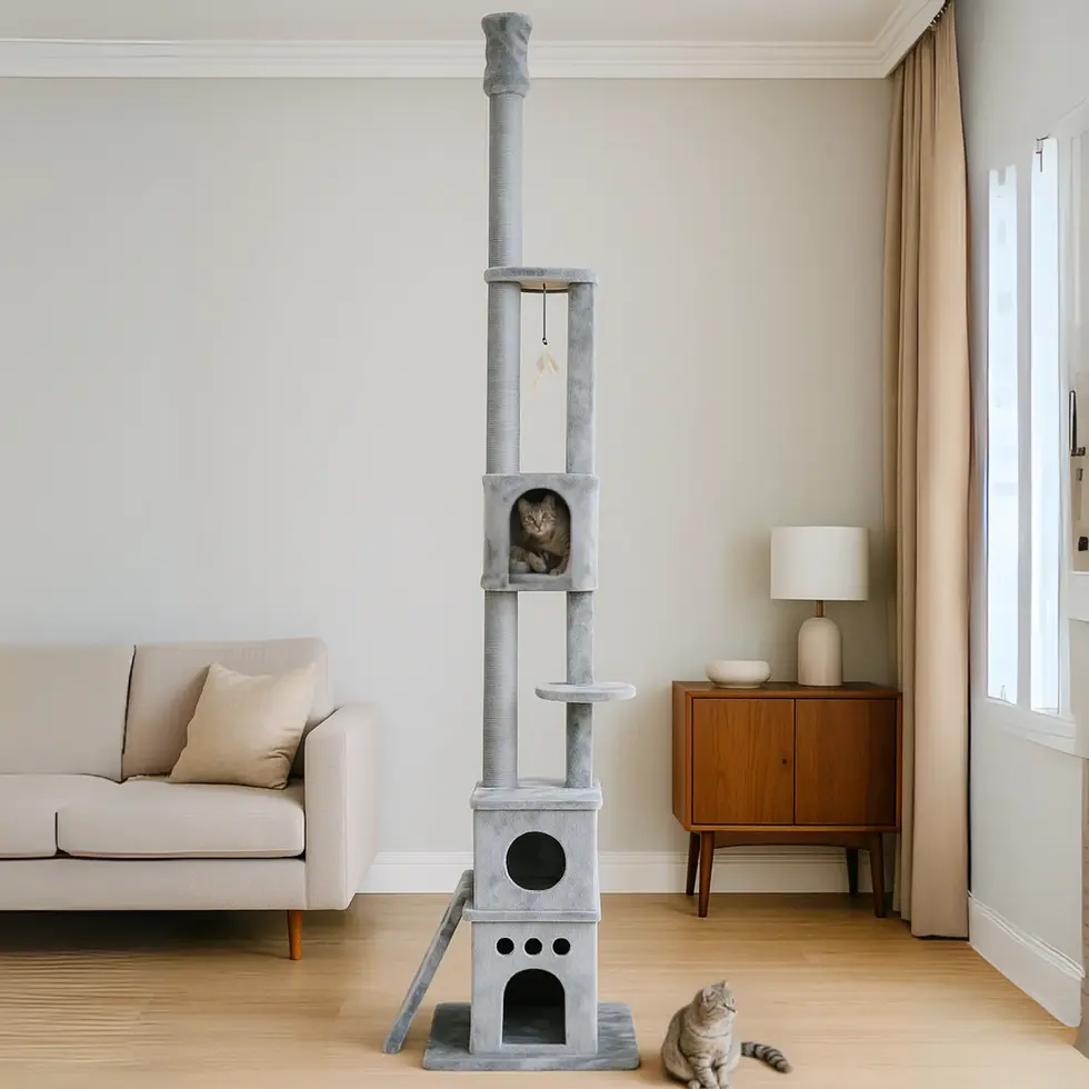 Cat tower KUMO with scratch pad and toys and scratch pole for feline tree