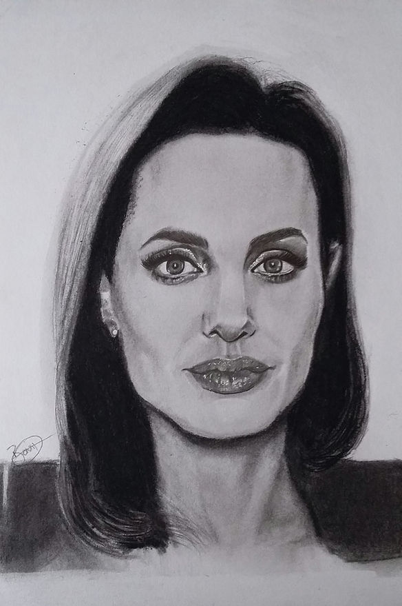 Angelina Jolie Graphite Portrait FanArt AmBond