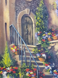 Oil painting of a doorway