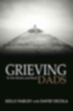 a walk way extends into the distance with the words "grieving dads" across the bottom